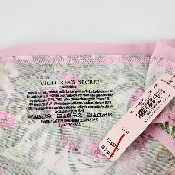 Victoria's Secret Bikini Bottom Floral Panty Size Large Pink Green Intimate Boho - Picture 3 of 4
